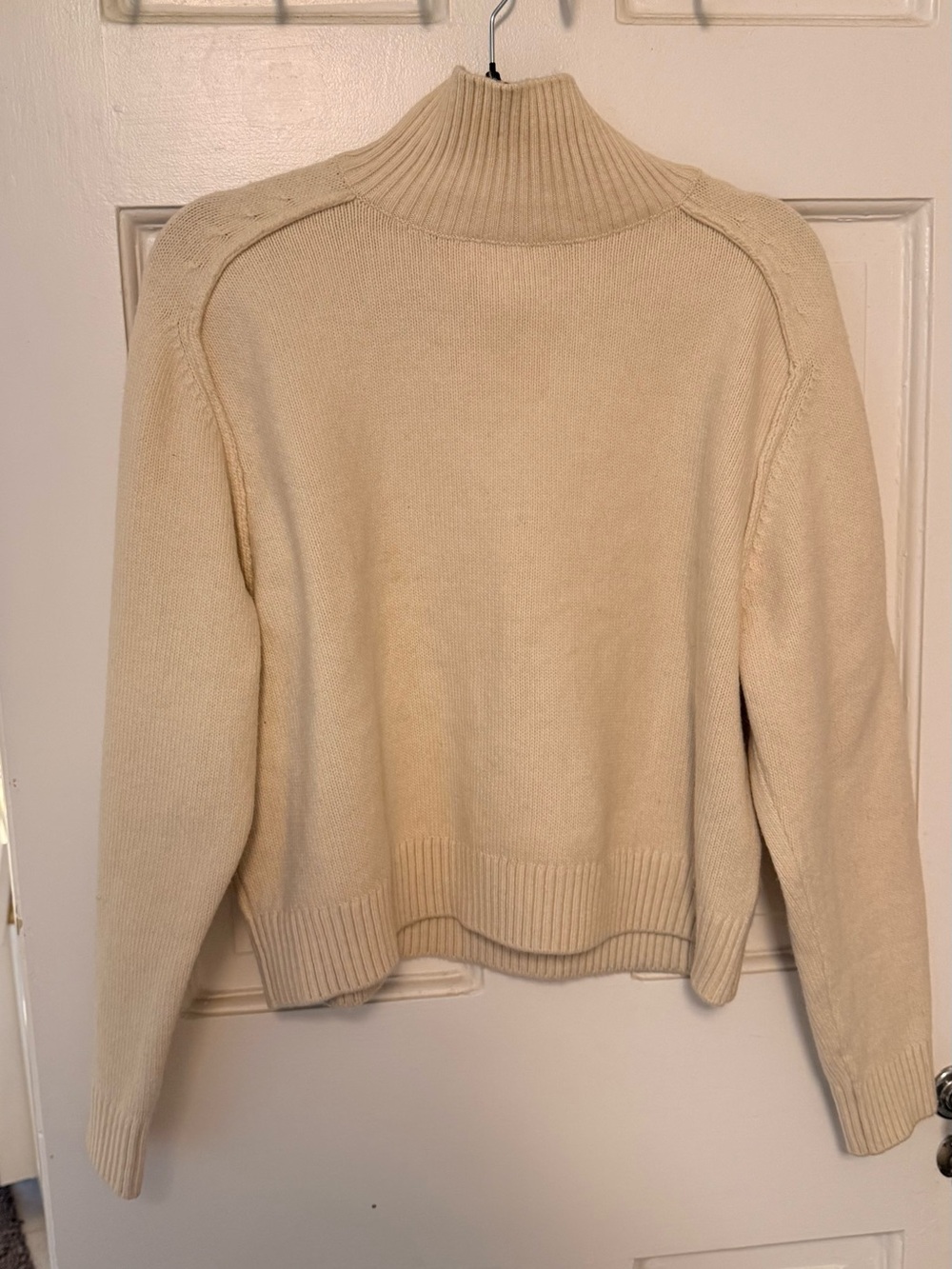 Turtleneck Rib-Trim Sweater - Cream